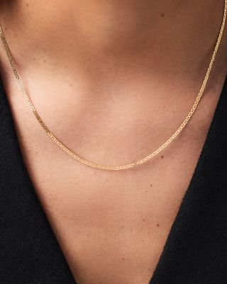 Solid Yellow Gold Flat Mariner Chain Necklace