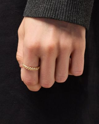 Solid Yellow Gold Dome Rope Ring
