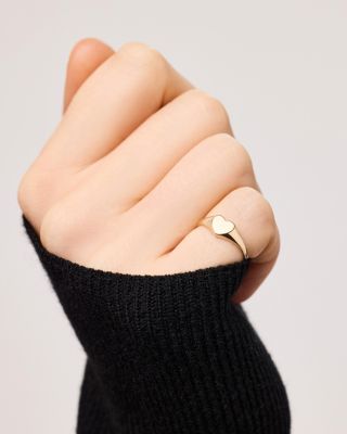 Solid Gold Heart Signet Ring