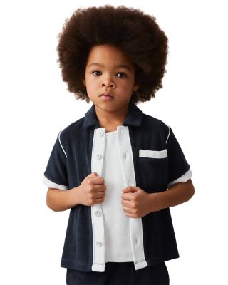 Boys' Micah Short Sleeved Cuban Velour Color Blocked Shirt - Big Kid