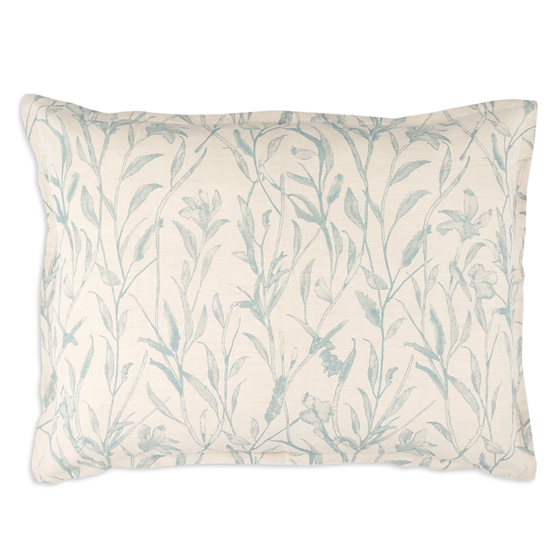Annie Selke Margo Botanical Linen Blend Sham, Dutch Euro In Pewter Blue