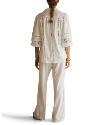 BIANCA Lace Trim Billow Sleeve Blouse