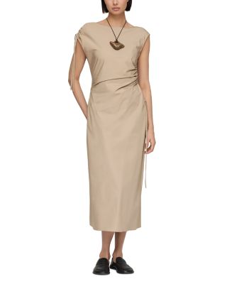 Gathered Tie Sleeve Midi Dress