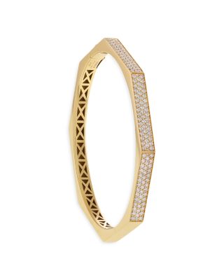 18K Yellow Gold Like Diamond Bangle Bracelet
