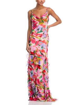 AQUA - Abstract Print Gown - Exclusive
