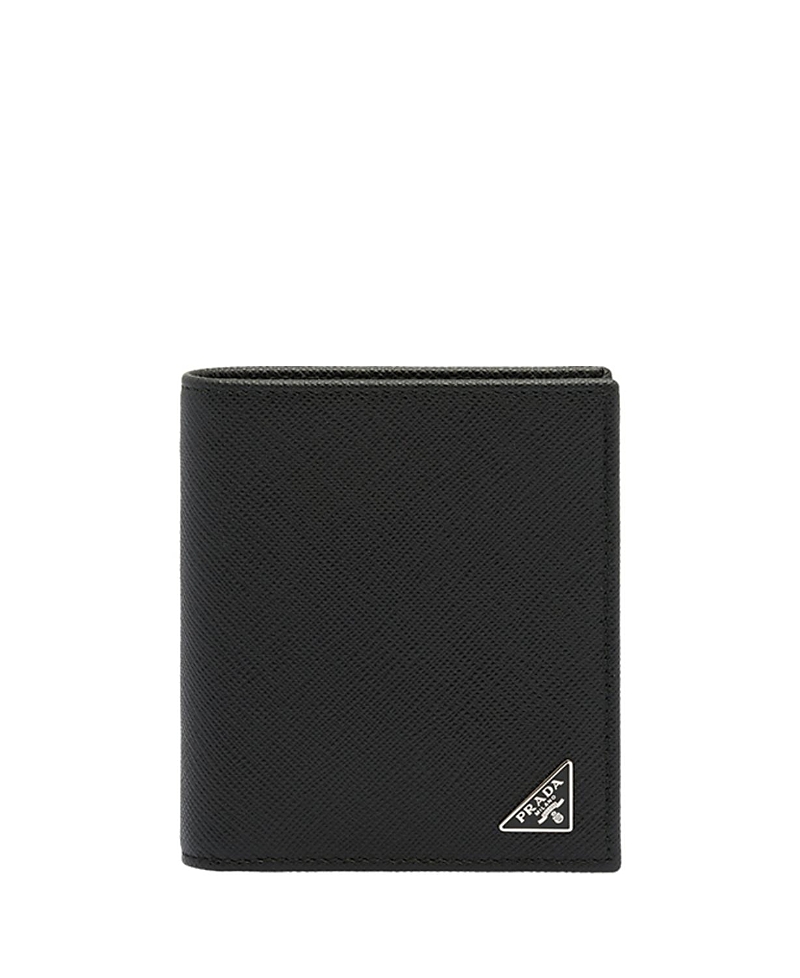 Prada Textured Black Cardholder With Triangular Logo