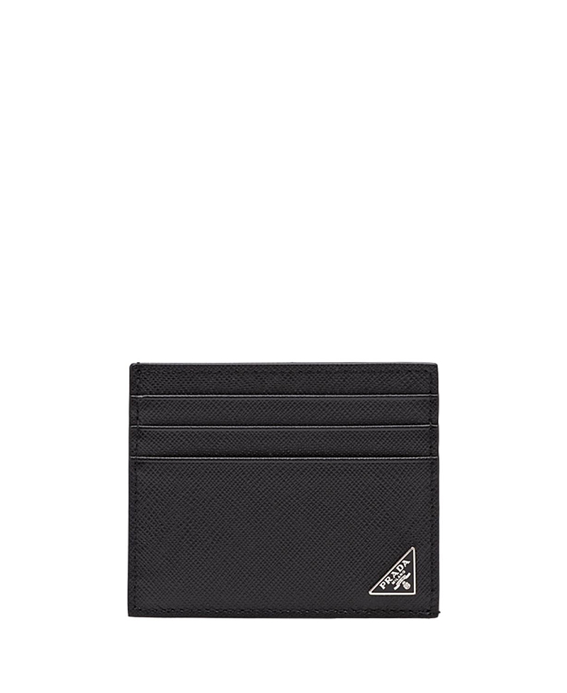 Prada Black Saffiano Leather Card Holder In Black
