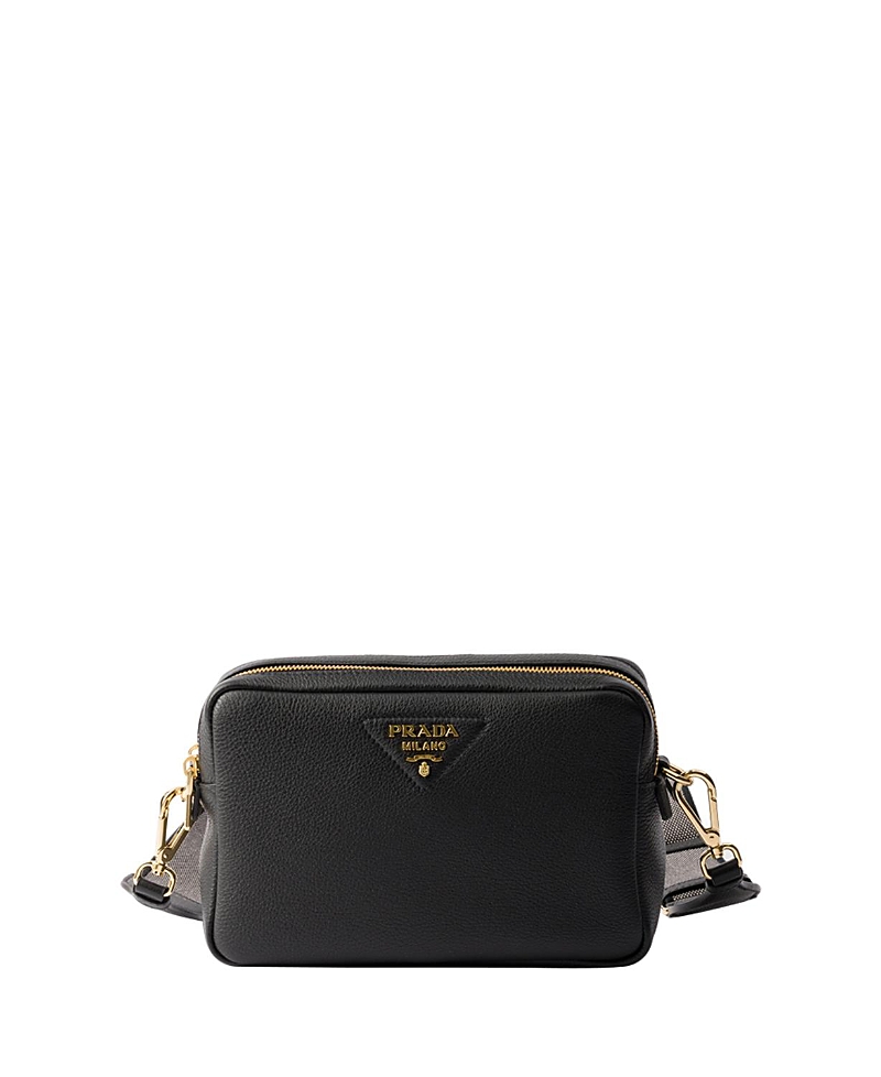 Prada Small Leather Cross-body Bag In Black