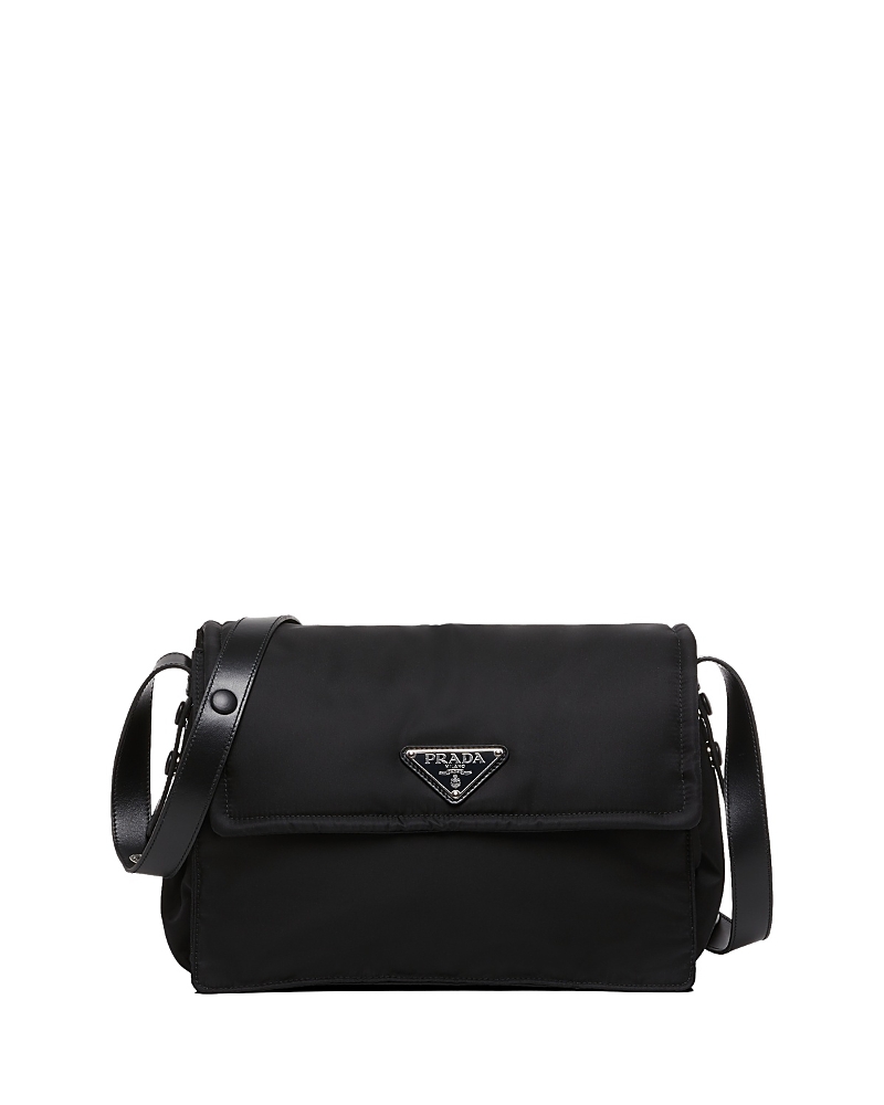 Prada Womens Black Brand-plaque Medium Recycled-nylon Shoulder Bag In Black
