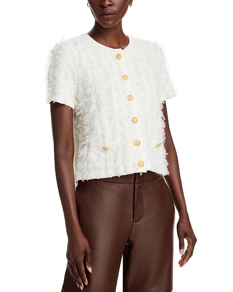 Kobi Halperin Swift Fringed Button-down Sweater In Ivory