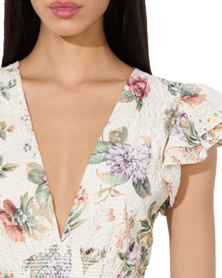 Alice and Olivia Kessie Ruffle Sleeve Romper | Bloomingdale's