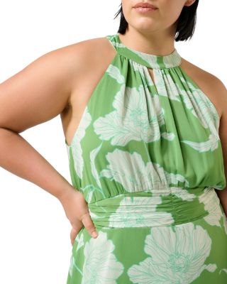 Plus Seafall Halter Neck Asymmetric Midi Dress