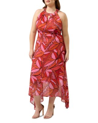 Plus Aster Halter Neck High Low Dress