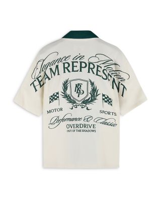 Crest Embroidered Oversized Fit Camp Shirt