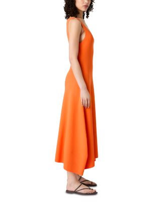 V Neck Knit Fit and Flare Midi Dress