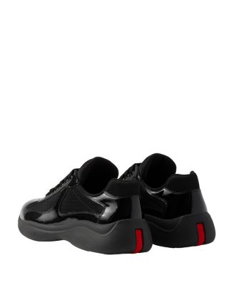 スニーカー PRADA Black Leather And Tech Fabric Sneakers Prada Men's Patent Leather and Technical Fabric America's