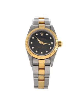 Pre-Owned Rolex - Oyster Perpetual Automatic Watch in Stainless Steel and Gold with Diamond Markers 24mm