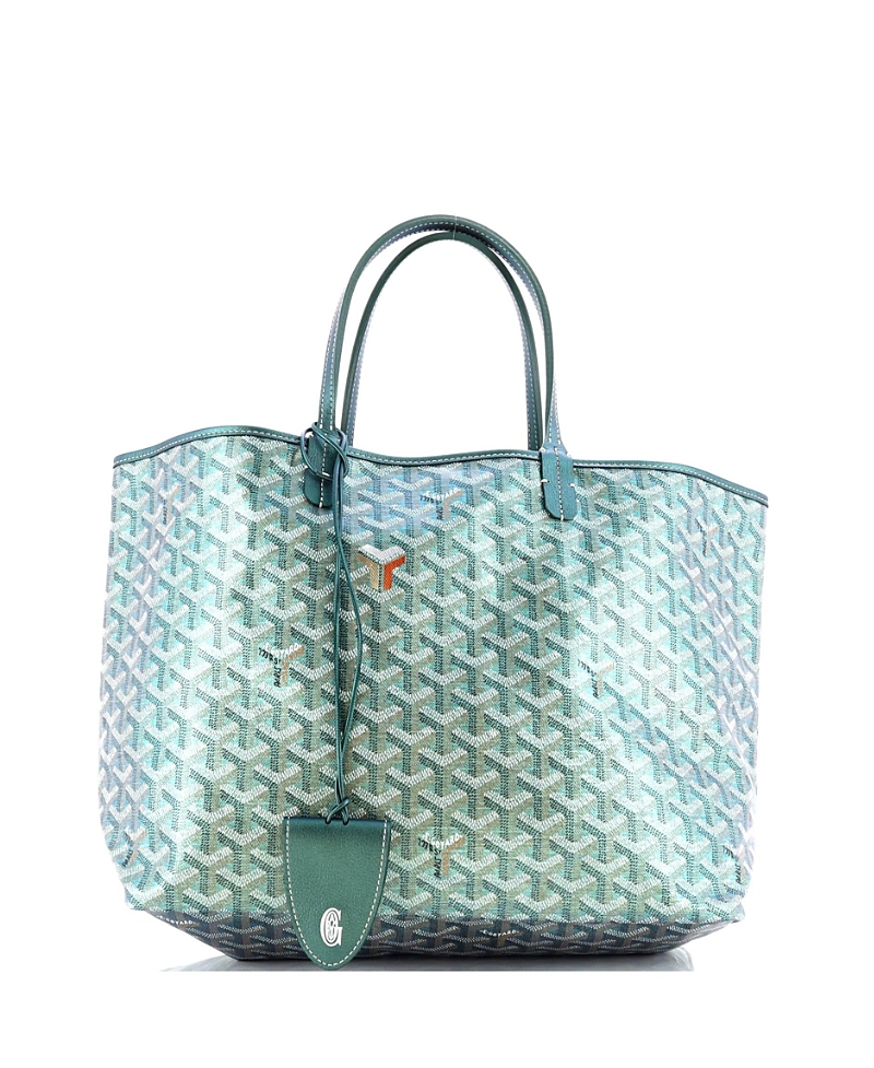 Pre-owned Pre-owned Goyard Goyard Pm Saint Louis Tote Iridescent Coated Canvas In Green