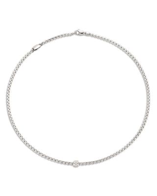 18K White Gold EKA Diamond Pav&eacute; Rondelle Pendant Necklace, 17"