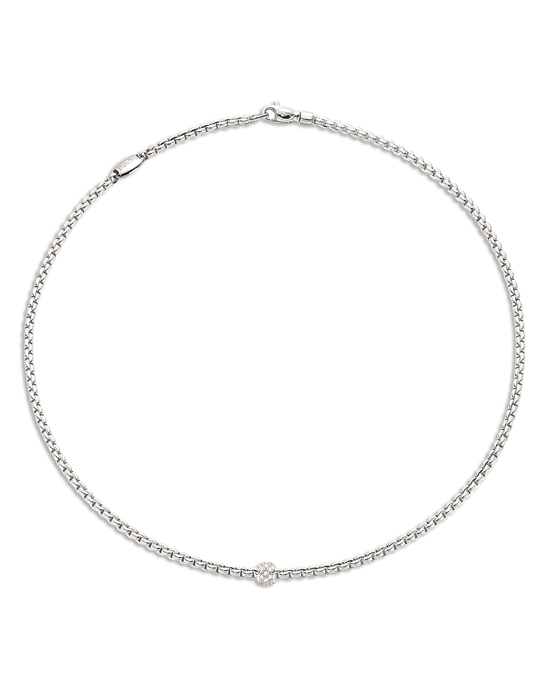 Fope 18K White Gold Eka Diamond Pave Rondelle Pendant Necklace, 17