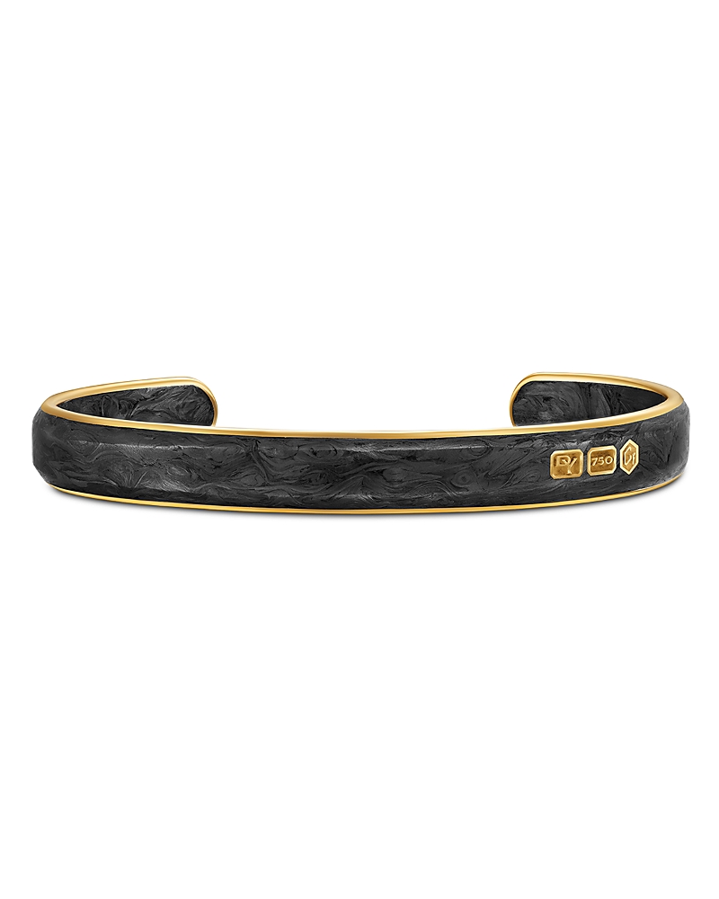 David Yurman Streamline Cuff Bracelet in 18K Yellow Gold with Forged Carbon, 9mm