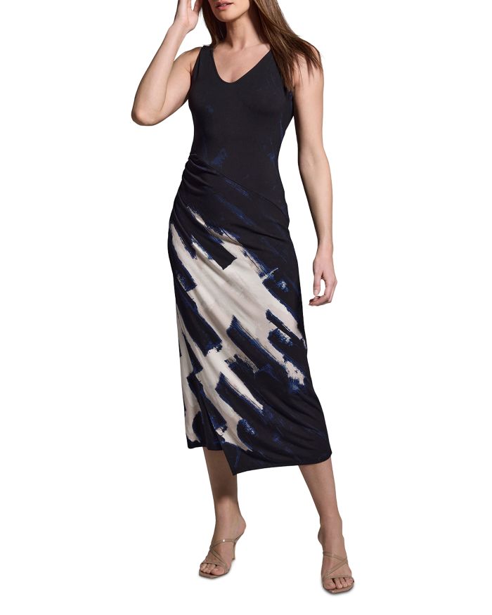 Abstract Ruched Knit Dress