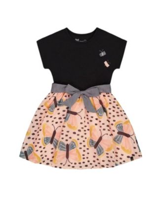 Deux par Deux - Girls' Bi-Material Dress with Printed Skirt - Little Kid