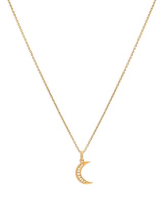 14K Yellow Gold Diamond Moon Charm Pendant