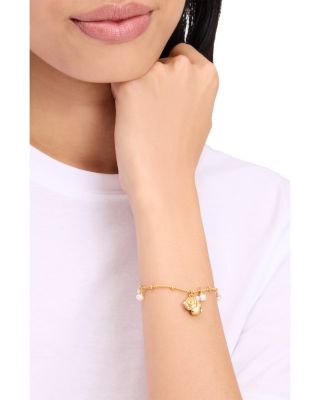 Beachside Pav&eacute; Shell, Imitation & Cultured Freshwater Pearl Charm Bracelet 