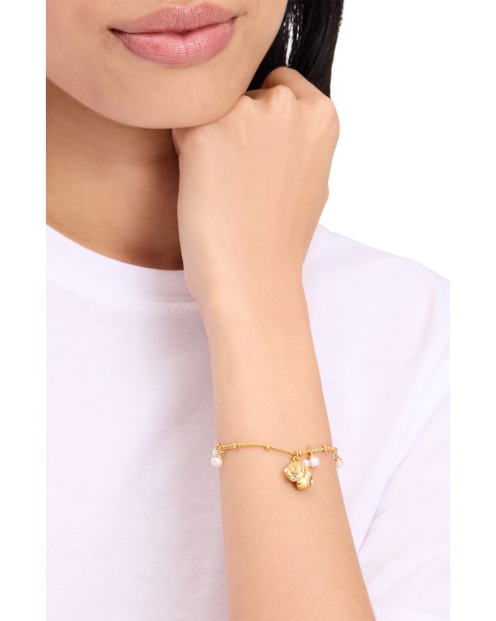 Beachside Pavé Shell, Imitation & Cultured Freshwater Pearl Charm Bracelet