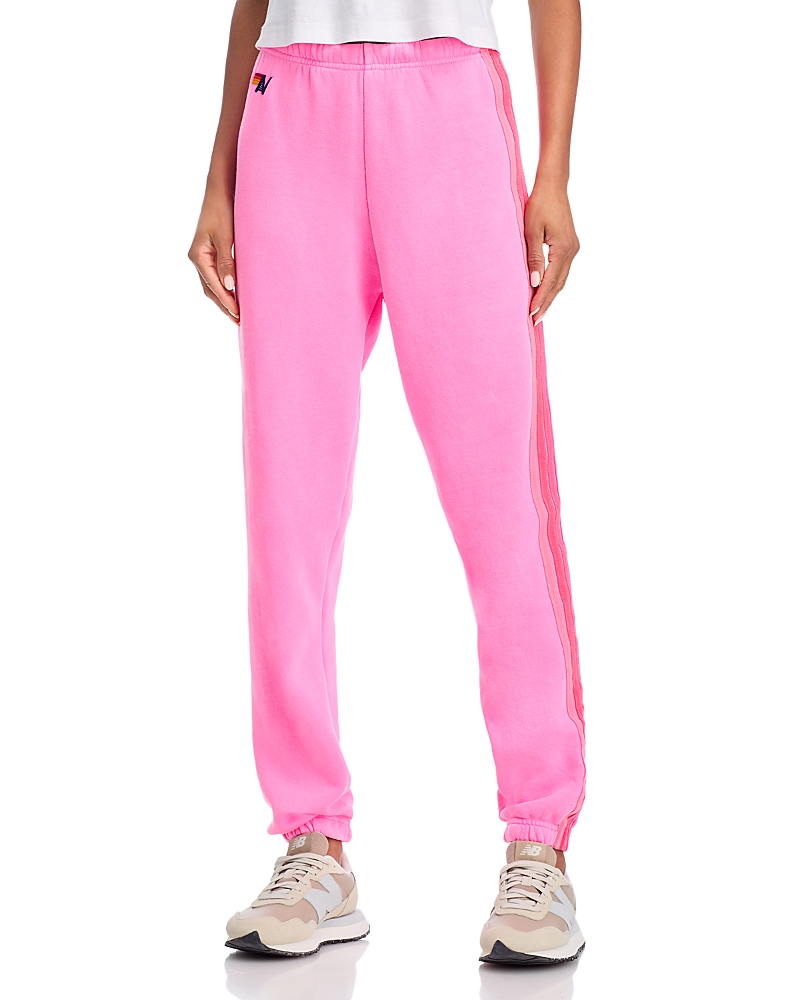 Aviator Nation Rainbow Stripe Sweatpants in Neon Pink - Exclusive
