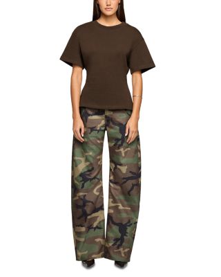 Enzo Mid Rise Barrel Leg Jeans in Camo