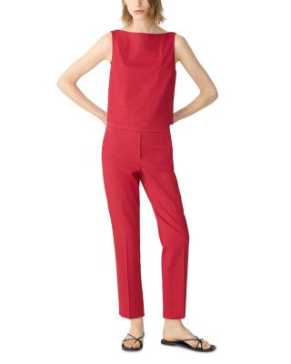 Bateau Neck Linen Cropped Top  