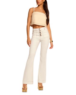 Stitched Cindy Jeans in White With Baja Brown