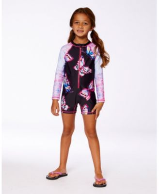 Girls' Printed Long Sleeve One-Piece Rashguard - Little Kid