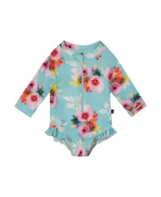 Deux par Deux - Girls' Printed One-Piece Rashguard with Frills - Little Kid
