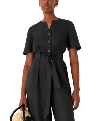 Fiona Linen Button Front Jumpsuit