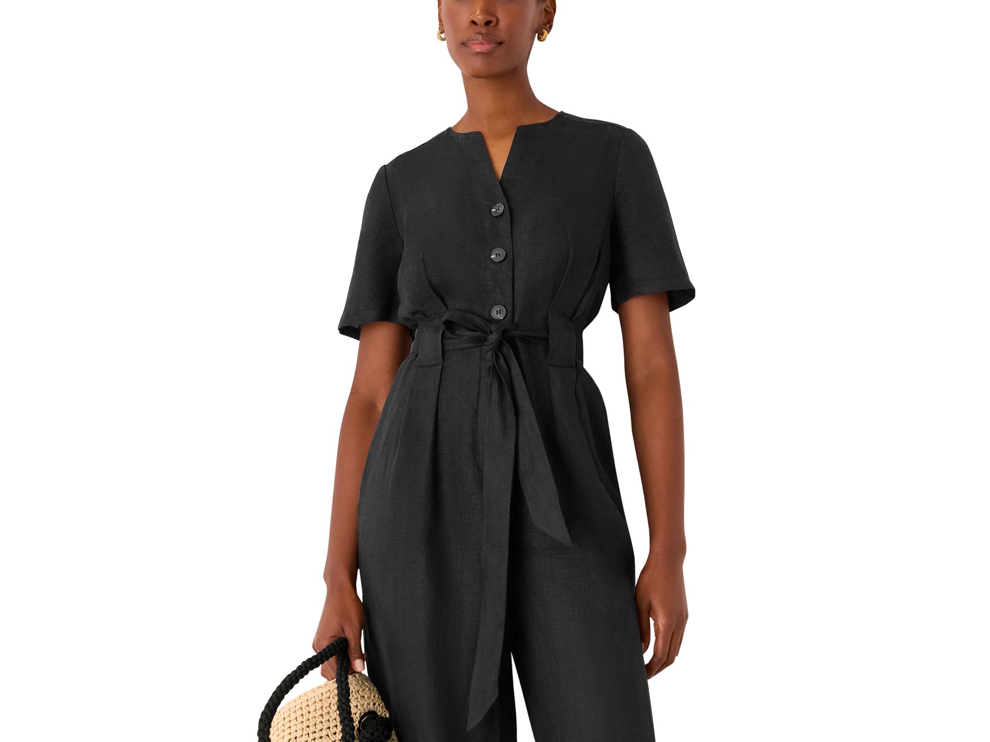 Fiona Linen Button Front Jumpsuit — Image 3