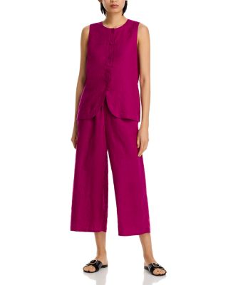 Linen Round Neck Long Vest