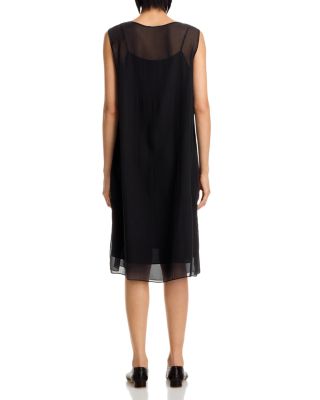 Bateau Neck Silk Dress