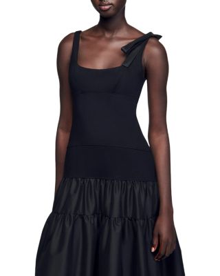 Long Dual Material Dress