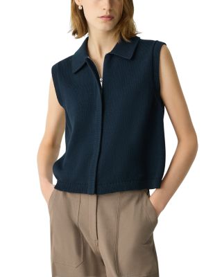 Theory - Zip-Up Vest in Rounded Cotton