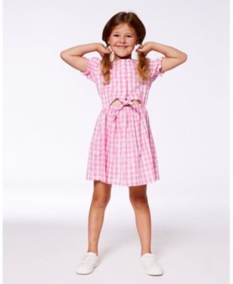  Girls' Puff Sleeve Dress with Waist Tie - Big Kid