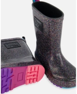 Girls' Rain Boots Black with Glitter - Toddler, Little Kid, Big Kid