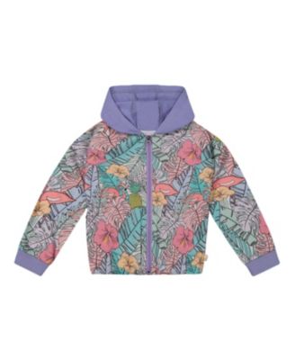 Deux par Deux - Girls' Printed French Terry Hoodie Cardigan - Big Kid