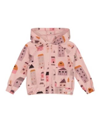 Deux par Deux - Girls' Printed French Terry Hoodie Cardigan - Little Kid