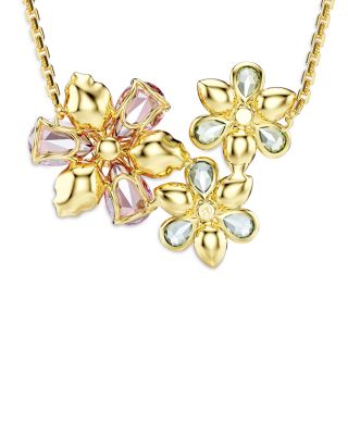Idyllia Mixed Crystal Flower Trio Pendant Necklace, 16.5"-19.25"