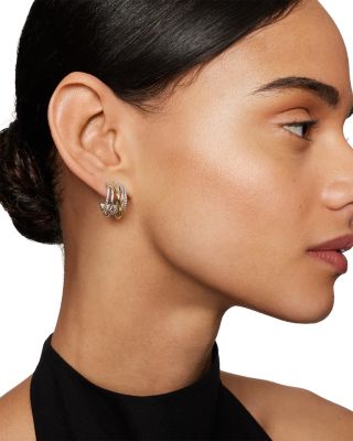 Crossover Shrimp Earrings in Sterling Silver with 18K Yellow Gold, 19.5mm