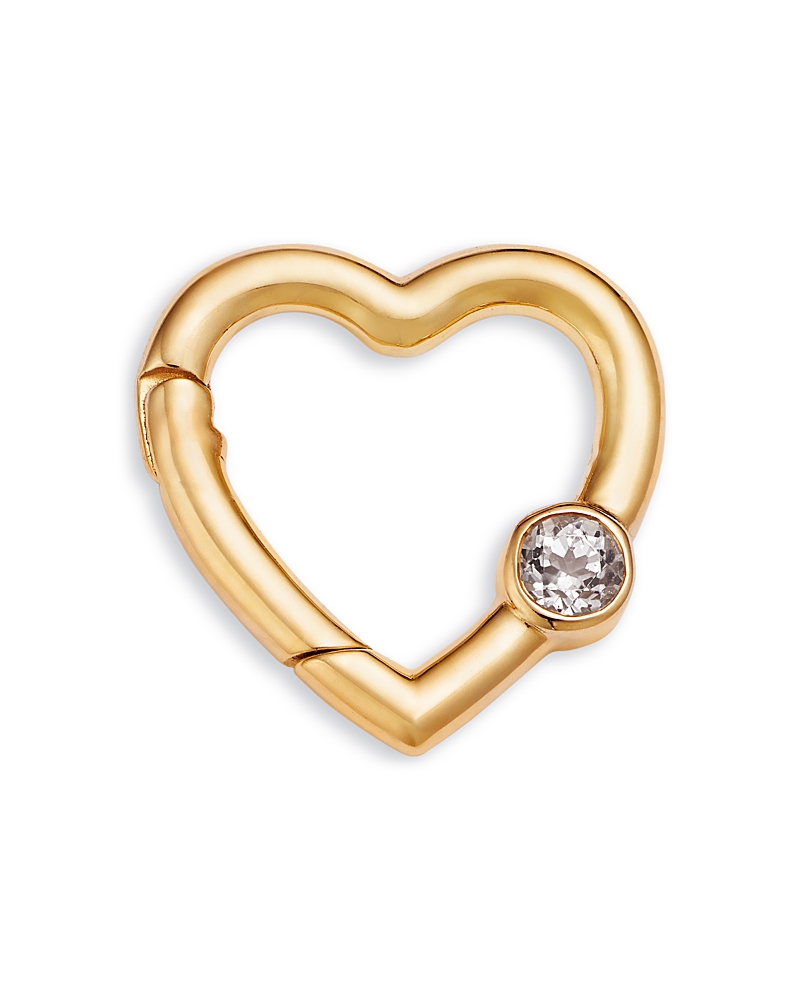 Moon & Meadow 14k Yellow Gold White Topaz Bezel Charm Heart Enhancer