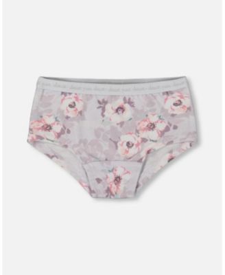 Girls' Printed Organic Cotton Short Underwear, Set of 3 - Little Kid, Big Kid